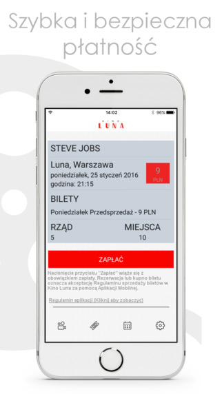 Aplikacja Kino Luna - Szybka i bezpieczna płatność